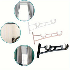 2pcs Aluminum Double Rod Curtain Bracket with Screws Heavy Duty Thickened Alloy