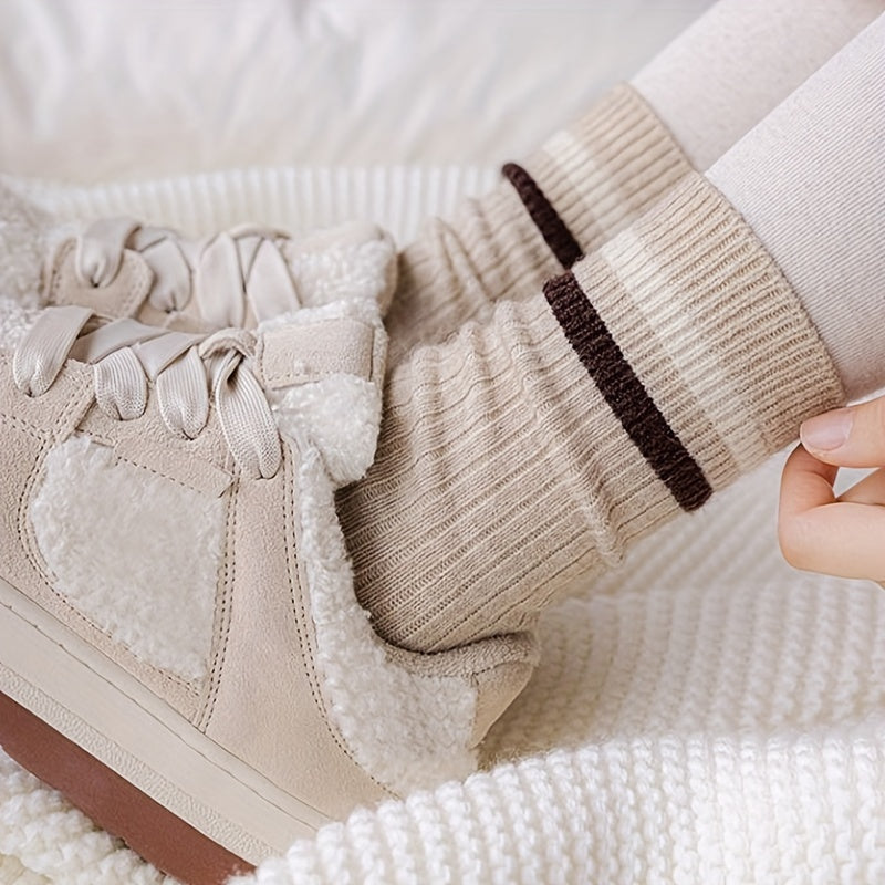 5 Pairs Women's Striped Crew Socks