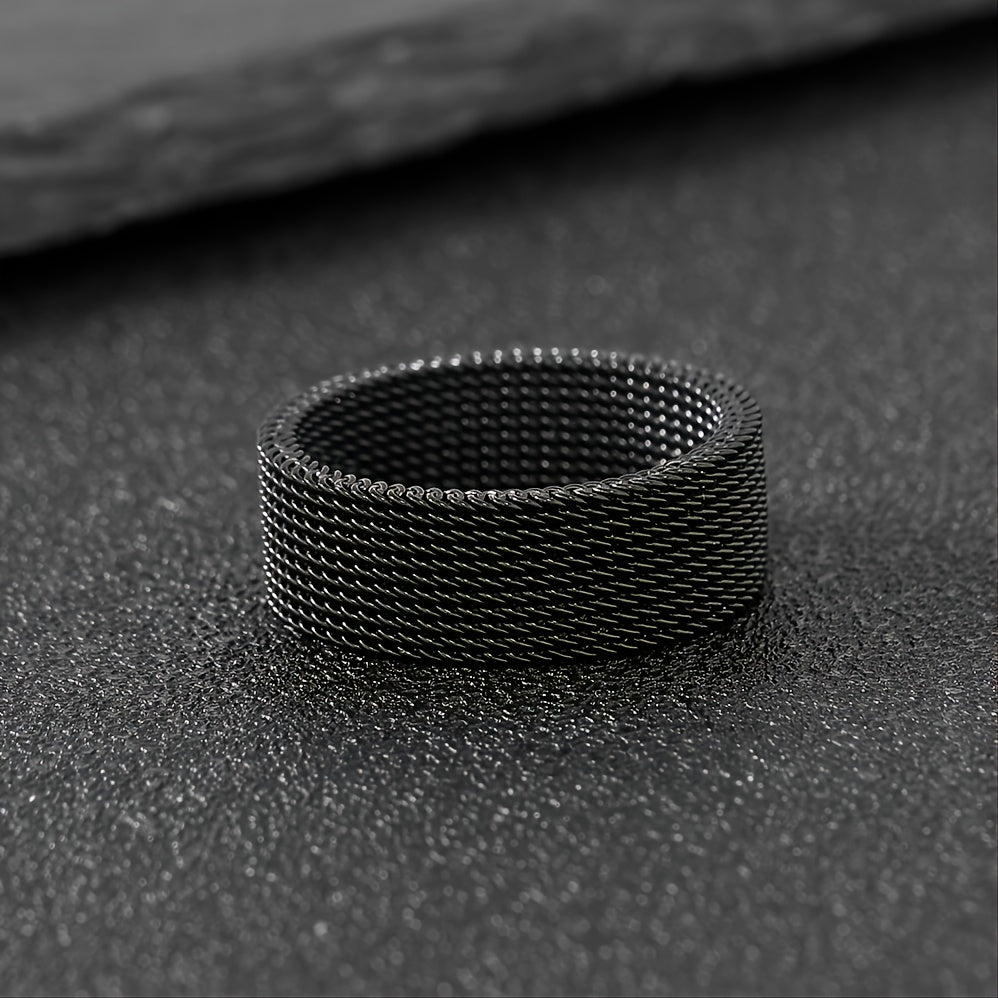 Funky Braided Mesh Texture Stainless Steel Ring