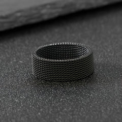 Funky Braided Mesh Texture Stainless Steel Ring