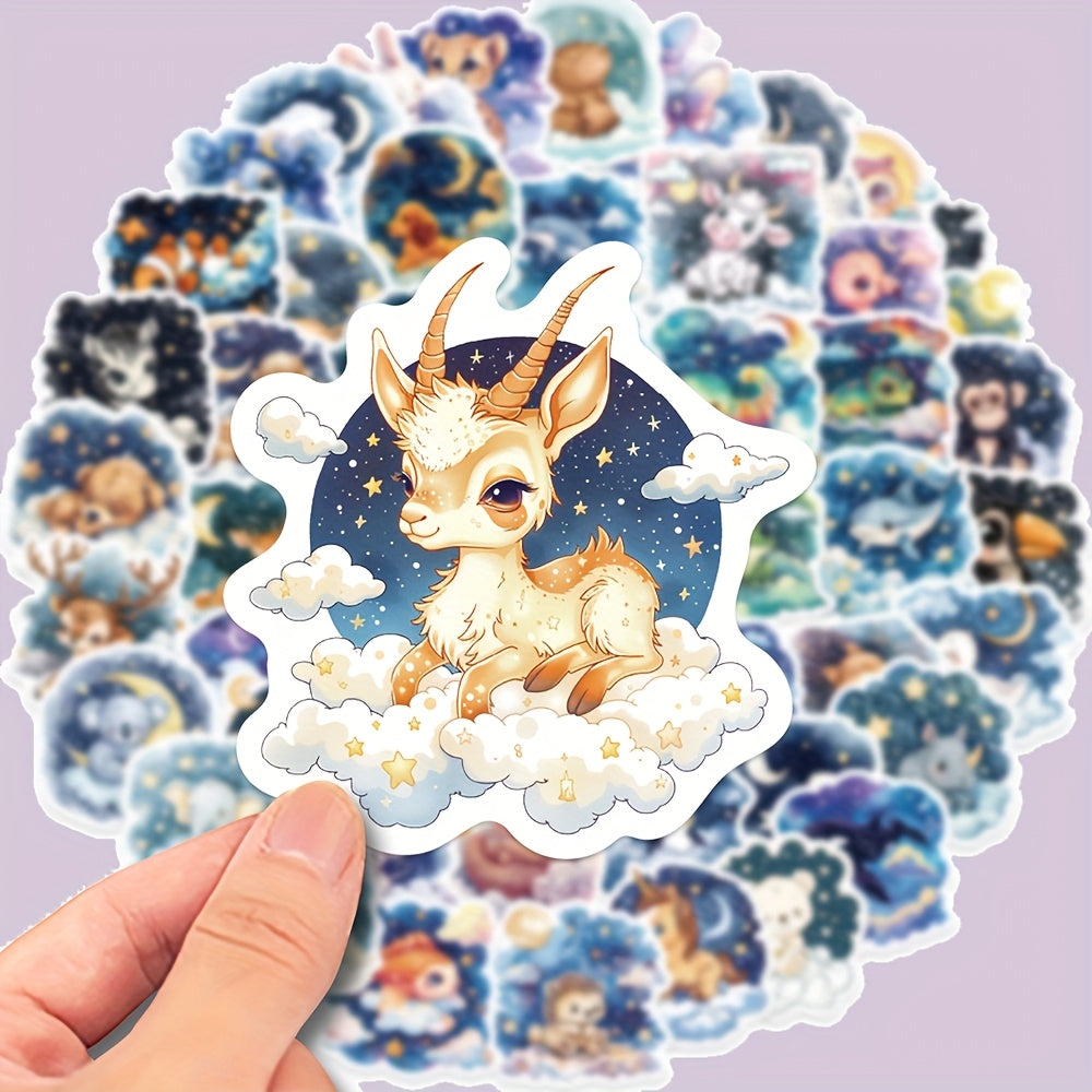 60pcs Reusable Adhesive Stickers Animals & Creatures Starry Night Designs