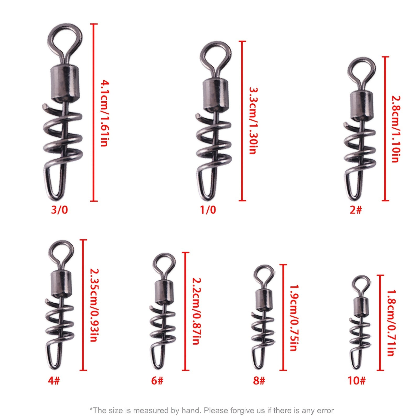 50pcs Fishing Barrel Swivels Stainless Steel Snaps for Saltwater Luring