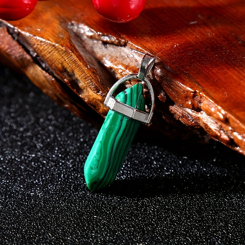 Colorful Pine Stone Hexagonal Column Pendant DIY Jewelry Accessories