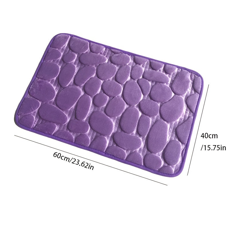 Memory Foam Bath Rug Cobblestone Embossed Bathroom Mat