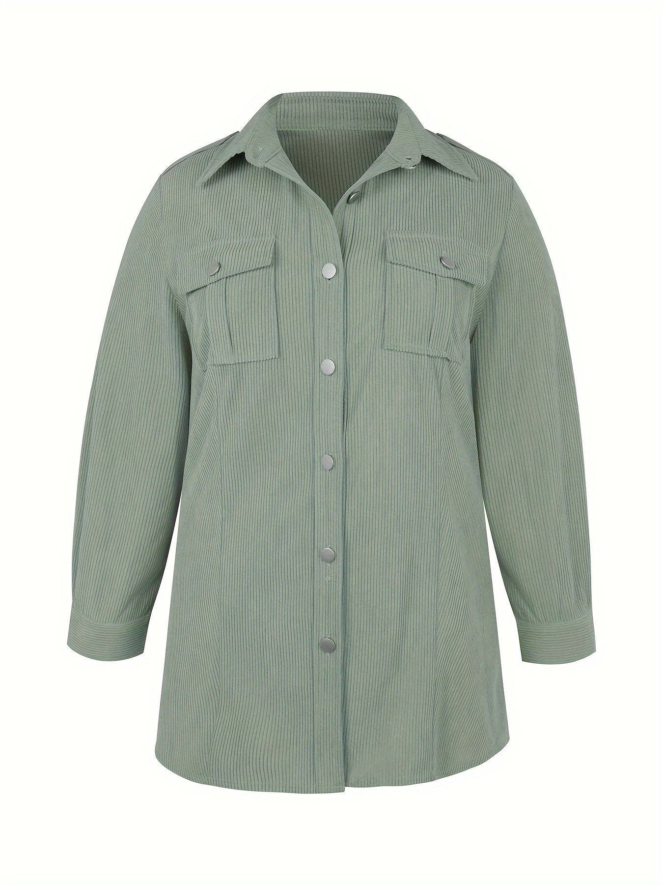  Corduroy Button Up Long Sleeve Shacket