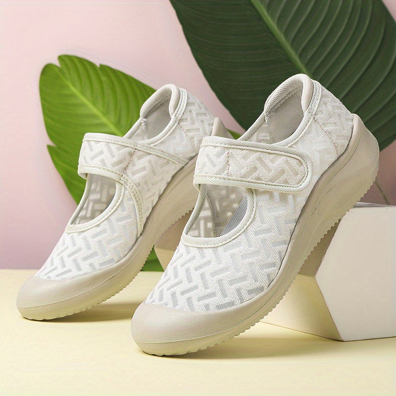 Breathable Women's Walking Shoes with Hook & Loop Fastener