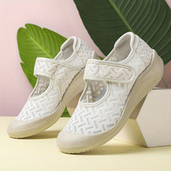 Breathable Women's Walking Shoes with Hook & Loop Fastener