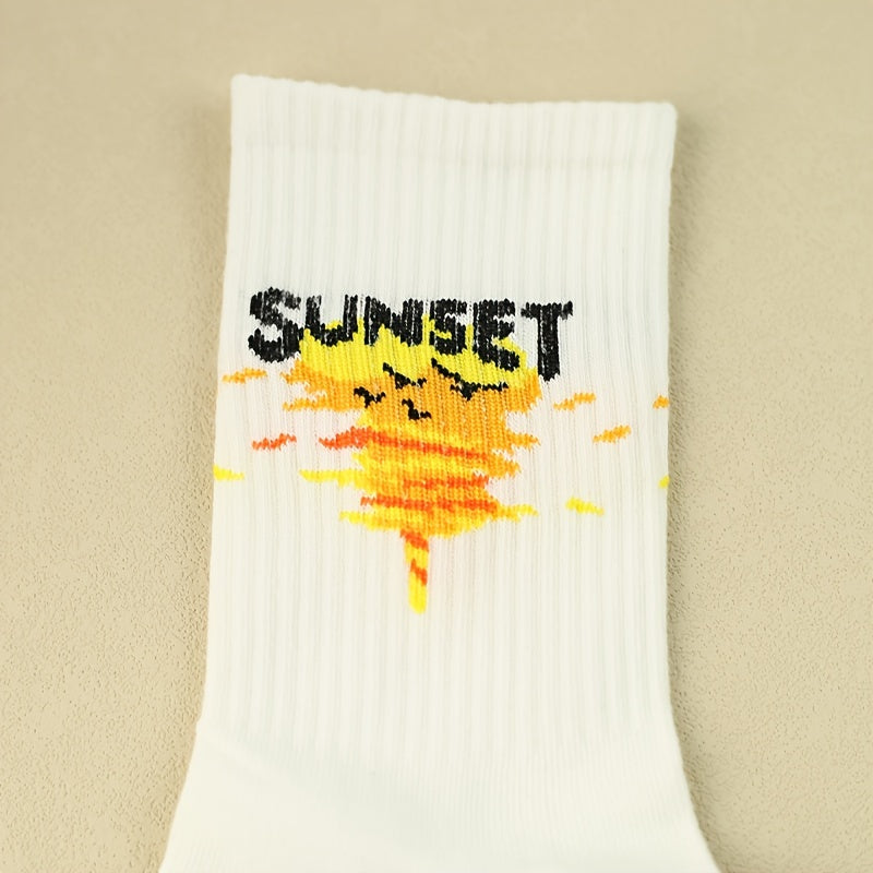 3 Pairs Letter Print Socks - Women's Comfy Mid Tube Socks
