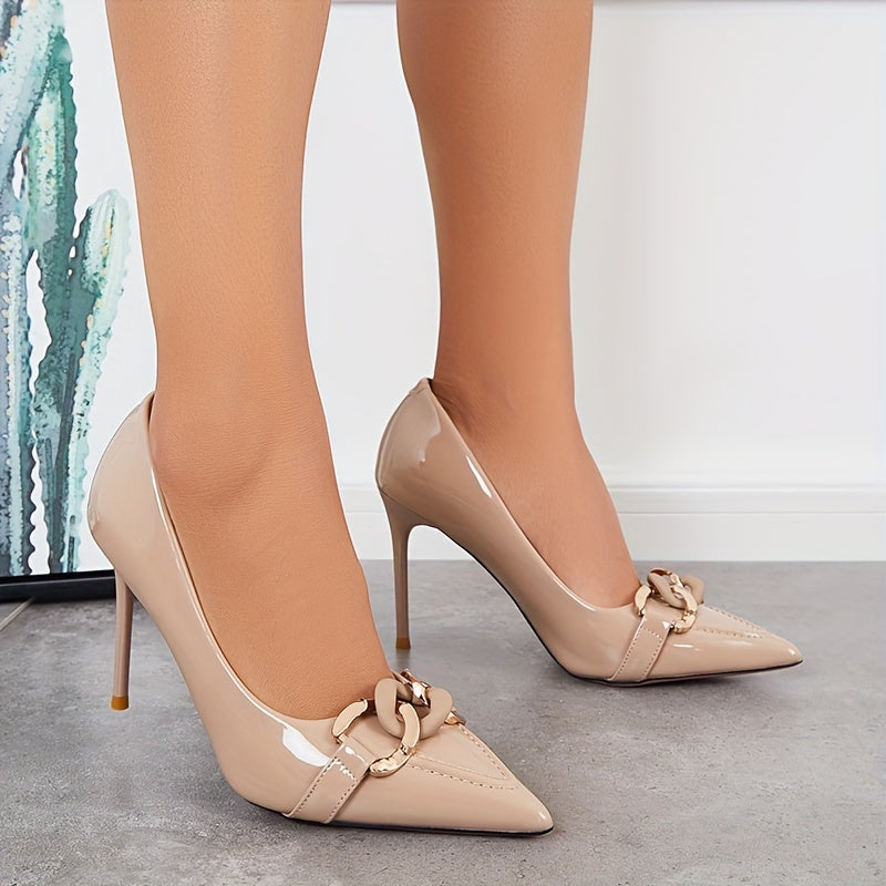 Women's Sexy Pointed Toe High Heels Chain Stiletto Heels