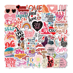 50 Self Love Cartoon Stickers Waterproof for Phone Laptop