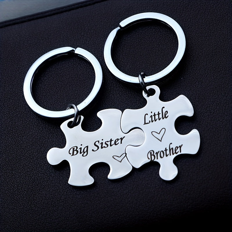 Big & Little Sister Puzzle Keychains Set Bag Purse Ornament