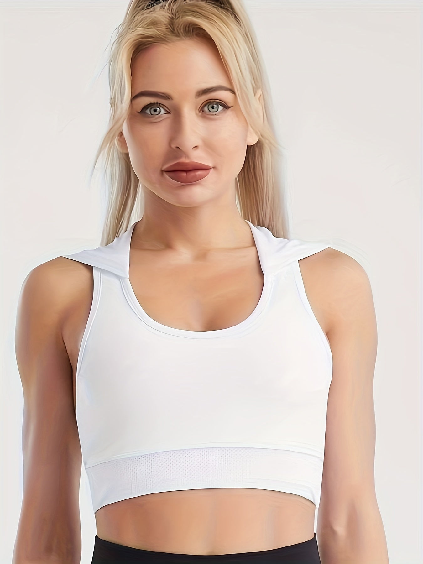 Wireless Sports Bra Hooded Running Tank Top