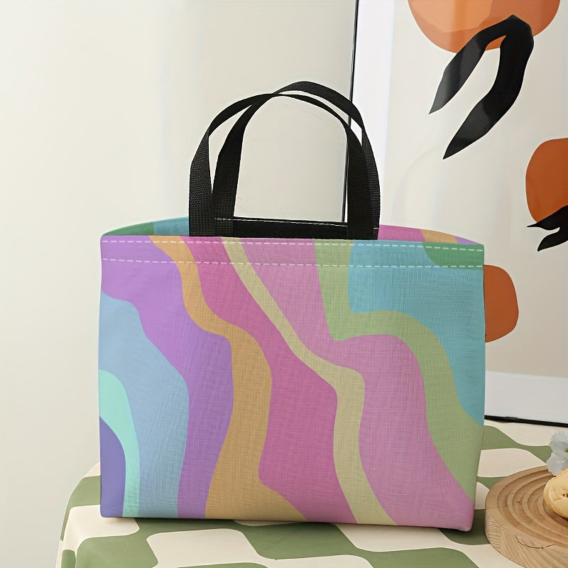 Rainbow Stripes Lunch Bag Waterproof Insulated Cooler Bag