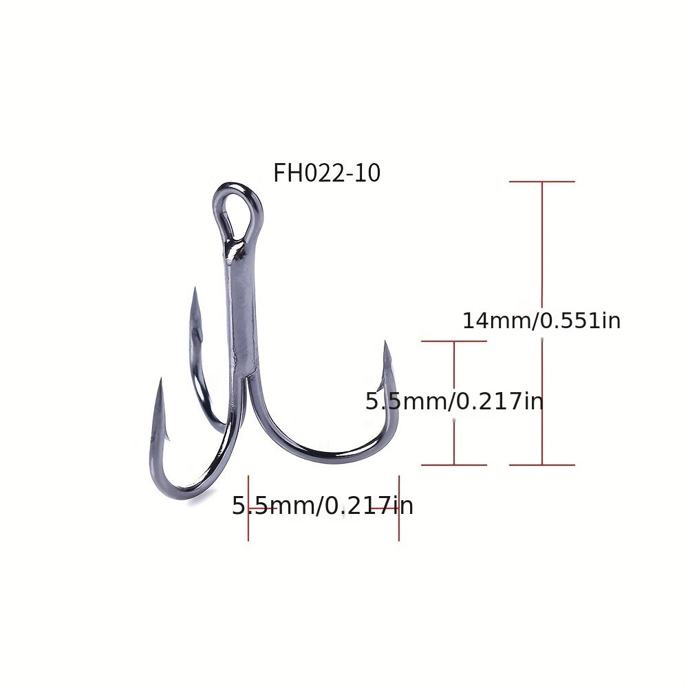 20pcs High Carbon Steel Treble Fishing Hooks Sizes 2-14 Saltwater & Freshwater
