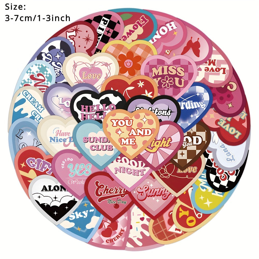 50pcs Love Heart Graffiti Stickers for Suitcases Laptop Helmet Scrapbook DIY