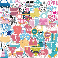 52pcs Gender Reveal Stickers Baby Shower Party Decorations Supplies Labels