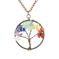 Amethyst Crystal Tree Of Life Necklace Antique Red Copper 3 5MM