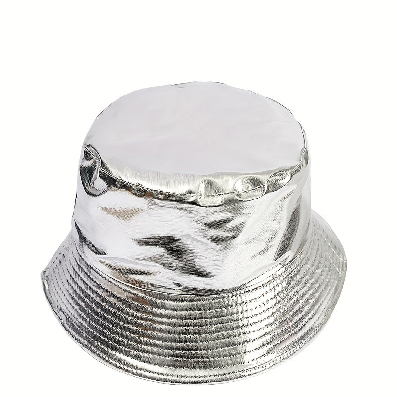 Sparkly Hip Hop Bucket Hat Solid Casual Travel Beach Hats Unisex Fisherman Cap