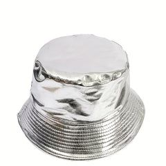 Sparkly Hip Hop Bucket Hat Solid Casual Travel Beach Hats Unisex Fisherman Cap