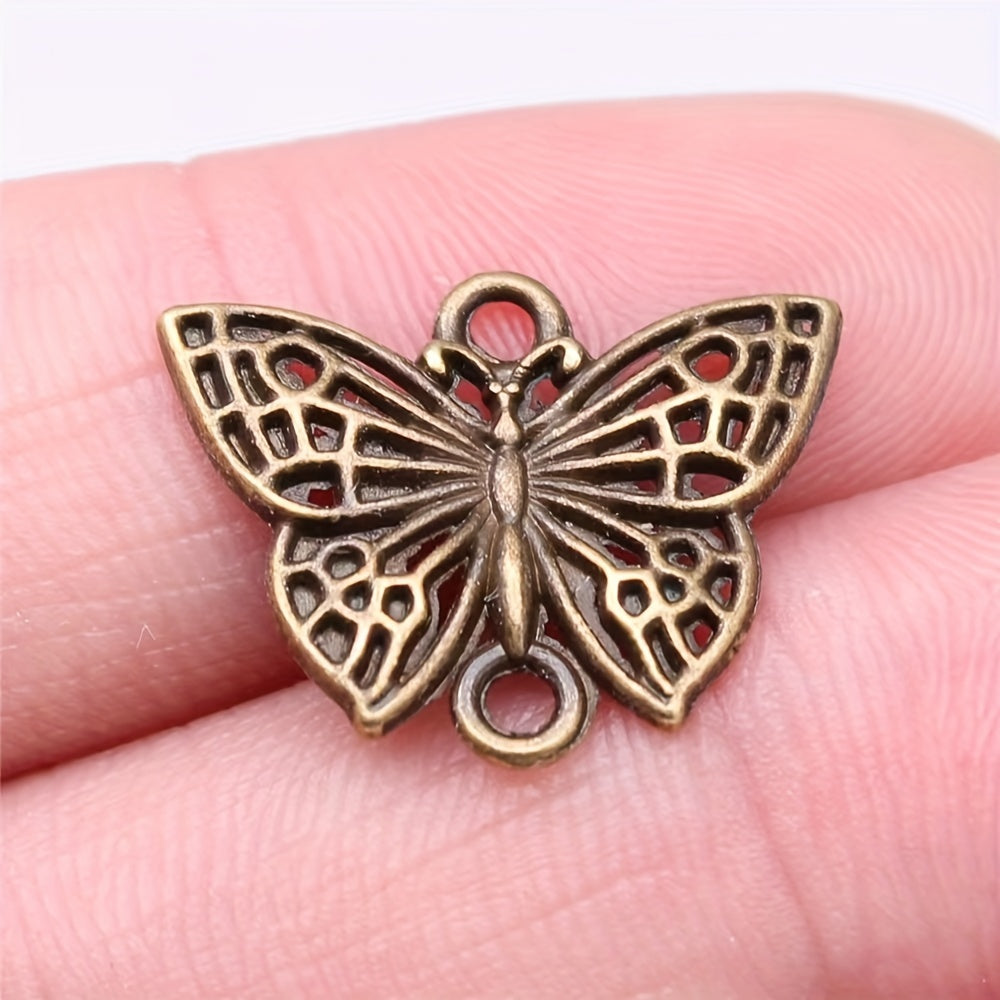 10PCS Silvery Butterfly Ornament Connector Alloy Pendant Key Chain