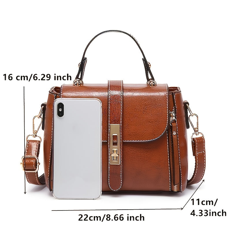 Retro Style Faux Leather Flap Purse Shoulder Bag