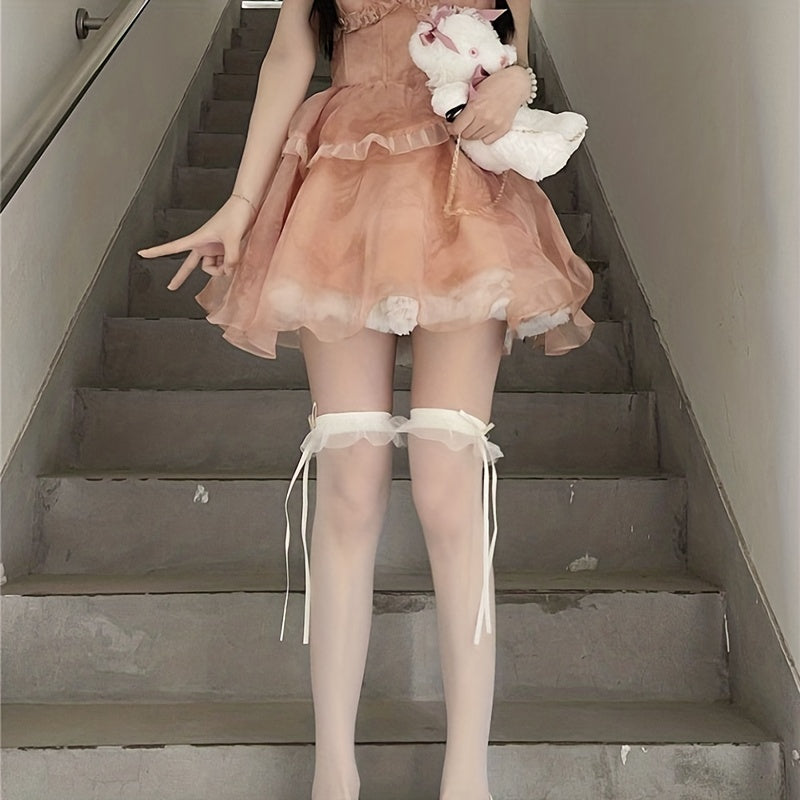 Ruffle Thigh High Stockings Over The Knee Socks Women's Stockings