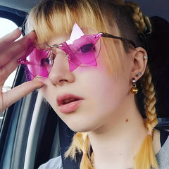 Rimless Pentagram Sunglasses Y2K Women's Eyewear Shades