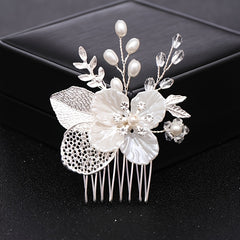 Silver Pearl Crystal Bridal Hair Comb Wedding Accessories