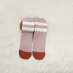 3 Pairs Striped Floor Socks Warm Mid Tube Women's Stockings