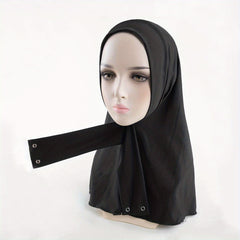 Elastic Hijab Hooded Tie Buckle Headscarf Solid Ramadan Head Wrap