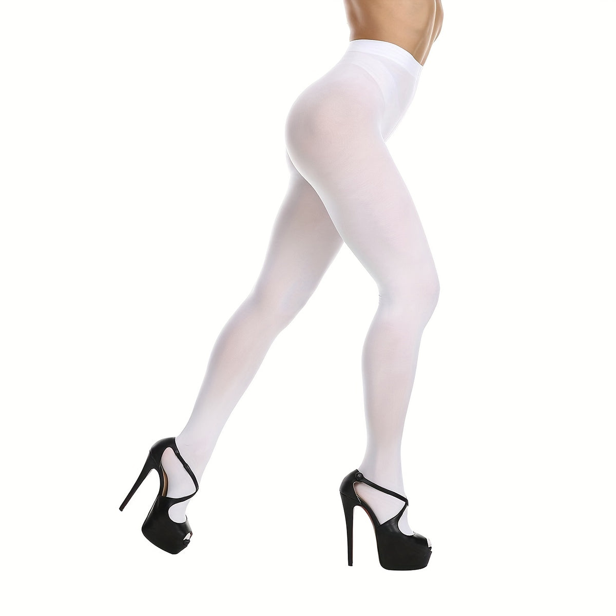 Solid Slim Tights High Waist Elastic Pantyhose Women's Stockings