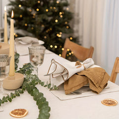 6pcs Beige Polyester Napkin with Coffee Edge for Dining Table Decor