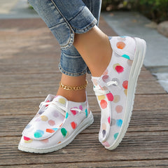 Women's Colorful Canvas Lace Up Sneakers Lightweight Walking Shoes