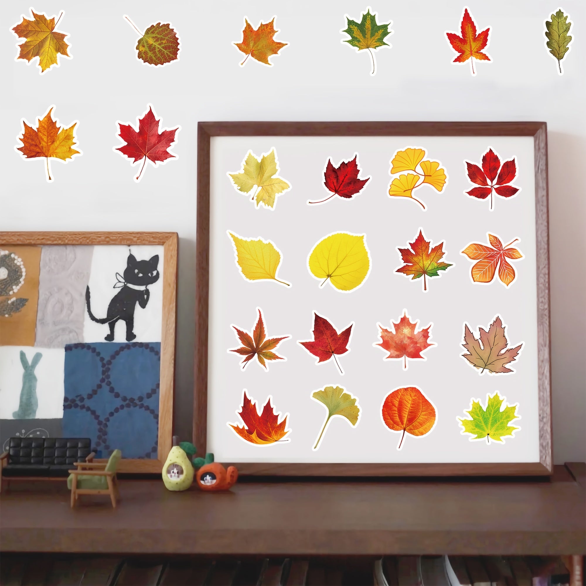 50pc Maple Leaves Stickers Adhesive Foam Fall Leaves Thanksgiving Party Decor