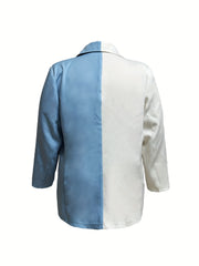  Colorblock Long Sleeve Casual Blazer