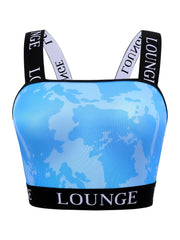  Tie Dye Letter Tape Y2K Longline Bra