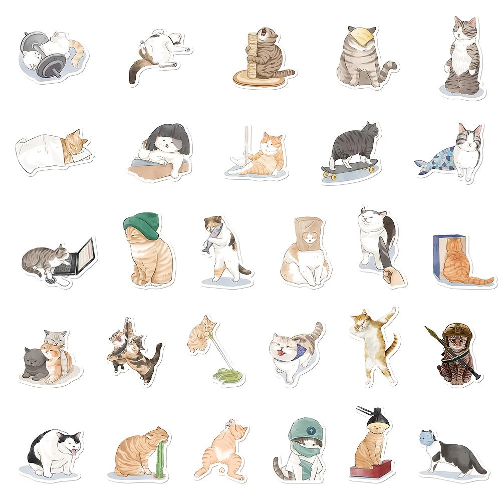 53pcs Cute Orange Cat Stickers for Laptops & Phones