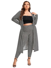  Houndstooth Print Cardigan & Skinny Pants Set