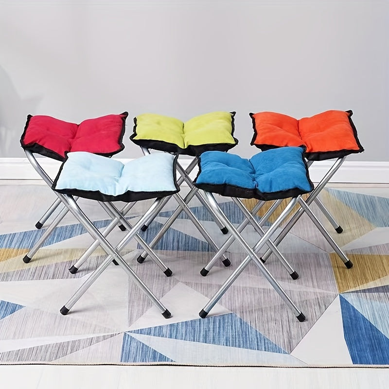 Foldable Low Stool with Cushion for Shoe Changing Comfort