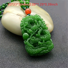 Green Jade Pendant Hand Carved Necklace Men's Charm Jewelry