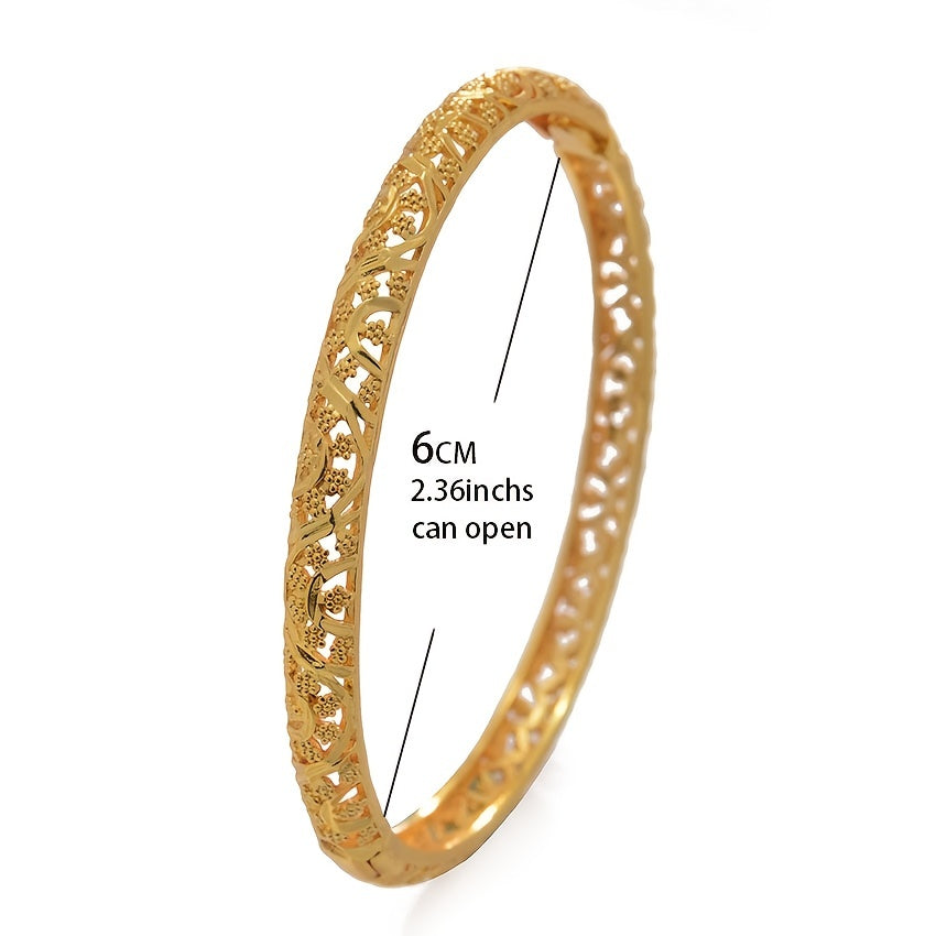 Boho Style Copper Open Bangle Bracelet 18K Plated For Mother's Gift