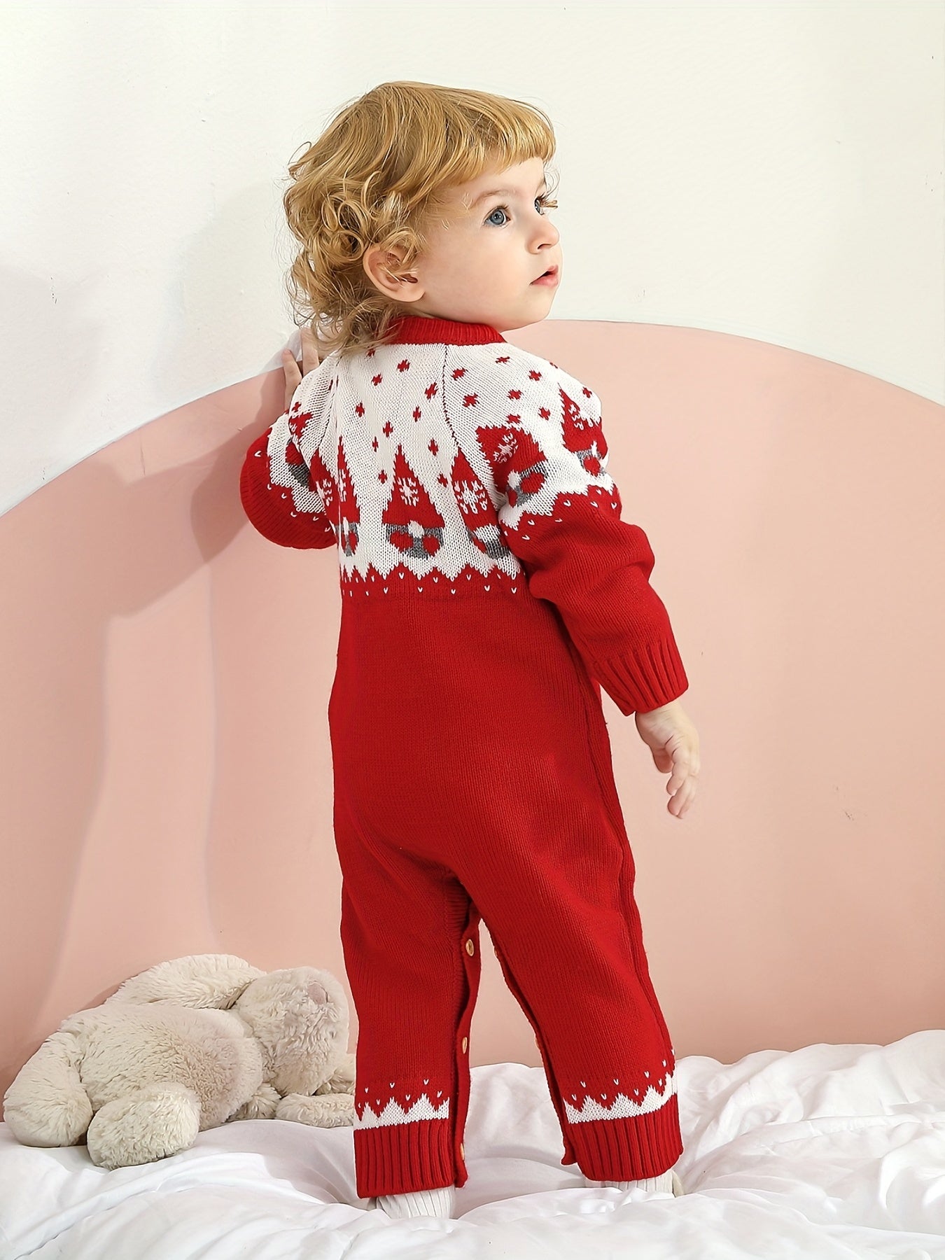 Unisex Baby Christmas Party Knitted Sweater Romper Jumpsuit