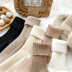 6 Pairs Solid Mid Tube Socks Women's Stockings