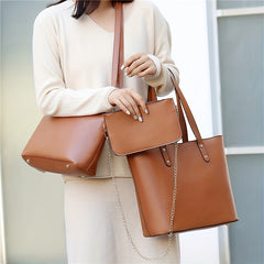 3pcs PU Leather Bag Sets - Crossbody Bag, Wallet, Tote Bag