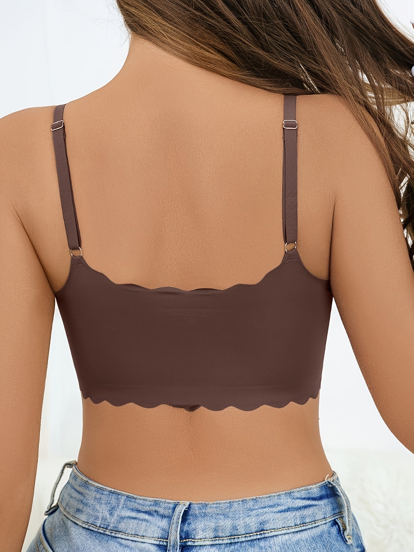 Scallop Trim Wireless Bra Stretch Intimates Lingerie