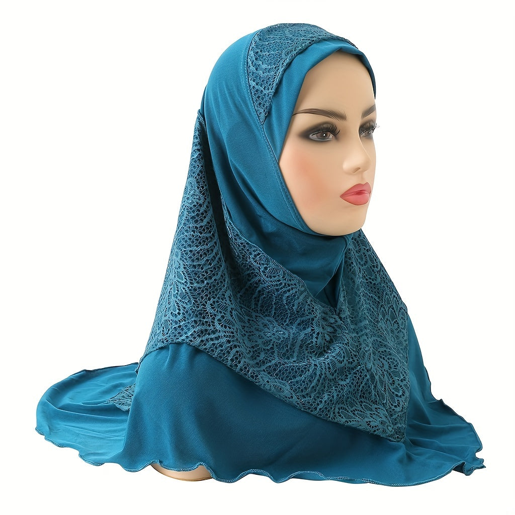 Muslim Hijab Arab Hat Lace Stitching Veil Hat for Girls