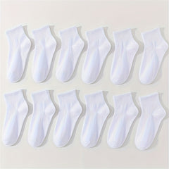 12 Pairs Solid Socks Comfy & Breathable All match Socks Women's Stockings