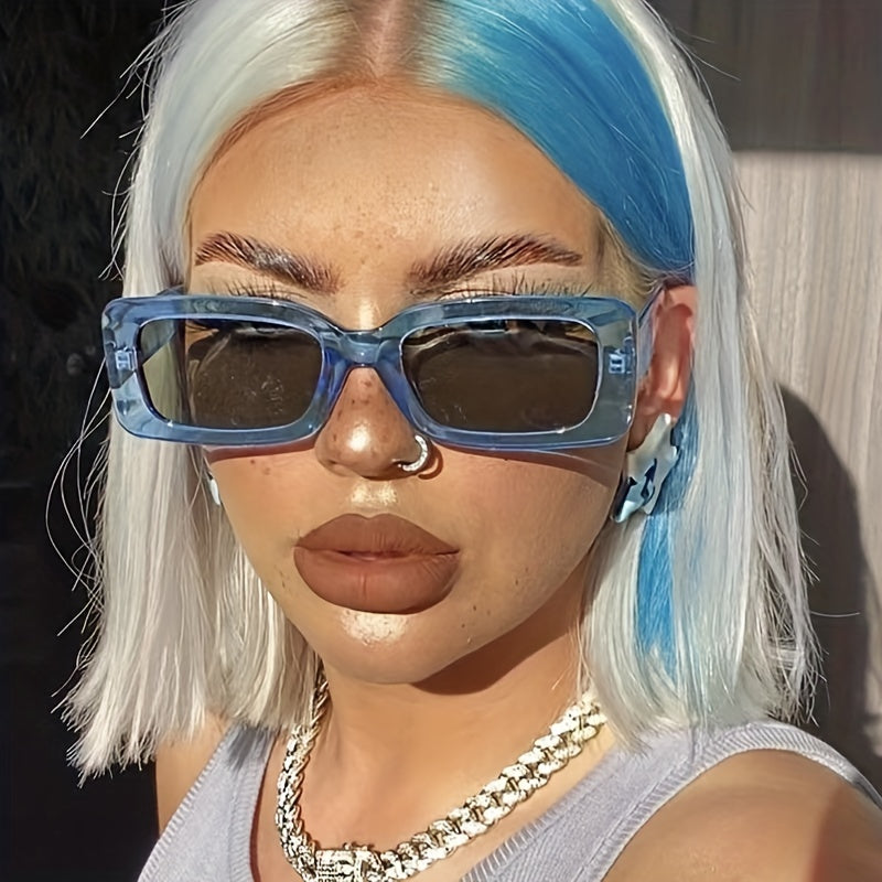 Y2K Rectangle Frame Sunglasses for Women Men Jelly Party Glasses UV400