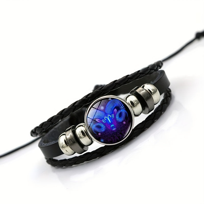 Luminous 12 Constellation Couple Bracelet Multilayer Beaded Braided