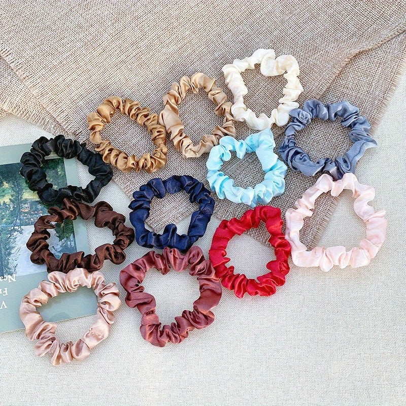 12pcs Small Satin Scrunchies Soft Elastic Ponytail Holder Women Girls Hair Acces